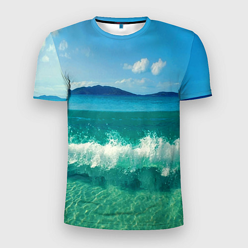 Мужская спорт-футболка Волна набегает на берег / 3D-принт – фото 1