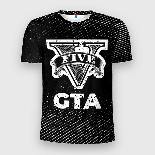 Мужская спорт-футболка GTA с потертостями на темном фоне / 3D-принт – фото 1