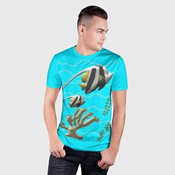 Футболка спортивная мужская Подводный мир рыбки кораллы, цвет: 3D-принт — фото 2