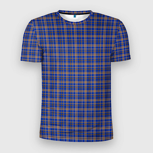 Мужская спорт-футболка Синий с горчичным в клетку / 3D-принт – фото 1