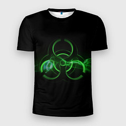 Мужская спорт-футболка Радиация - зелёный знак