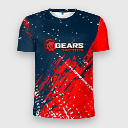 Мужская спорт-футболка Gears of War - бела-красная текстура