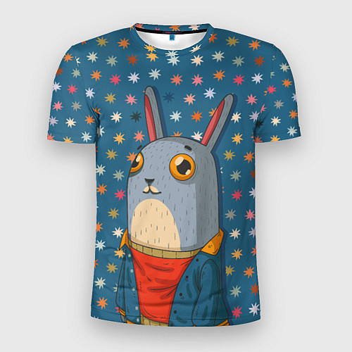 Мужская спорт-футболка Милый зайка с большими глазами / 3D-принт – фото 1