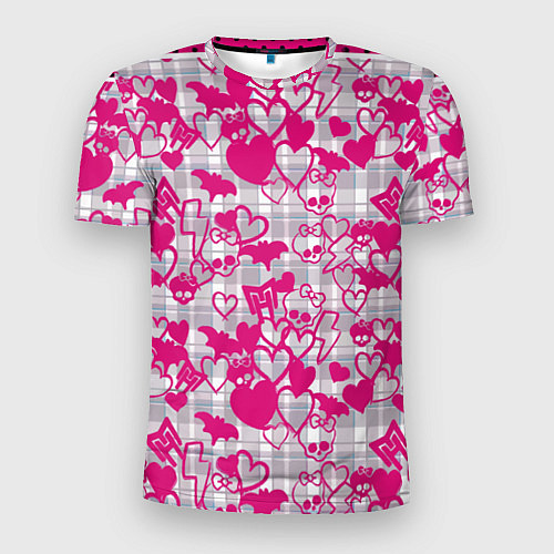 Мужская спорт-футболка Розовые черепа паттерн / 3D-принт – фото 1