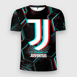 Футболка спортивная мужская Juventus FC в стиле glitch на темном фоне, цвет: 3D-принт