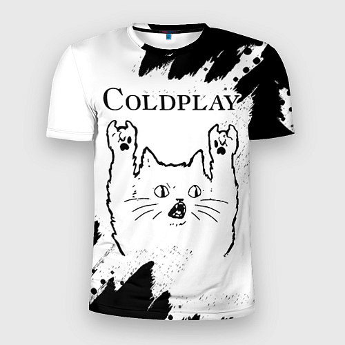 Мужская спорт-футболка Coldplay рок кот на светлом фоне / 3D-принт – фото 1
