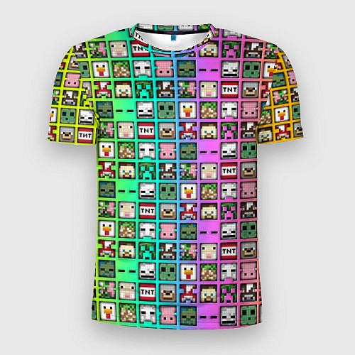 Мужская спорт-футболка Minecraft characters neon / 3D-принт – фото 1