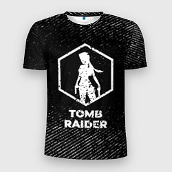 Мужская спорт-футболка Tomb Raider с потертостями на темном фоне