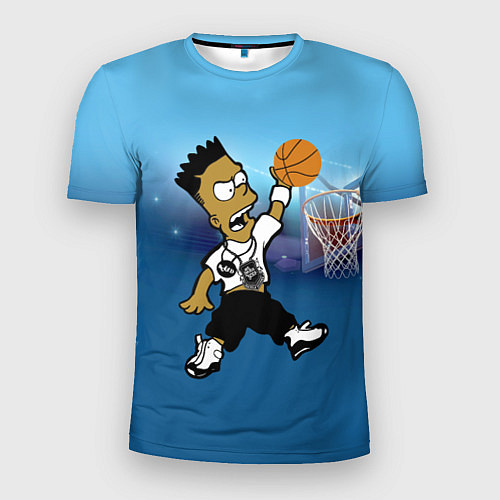 Мужская спорт-футболка Bart Jordan Simpson забивает мяч в кольцо / 3D-принт – фото 1