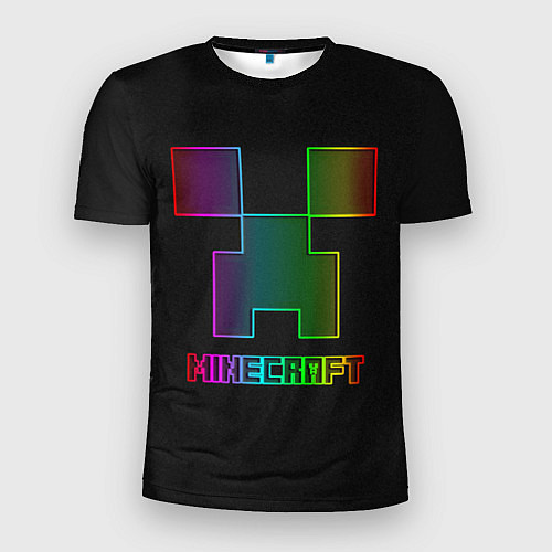 Мужская спорт-футболка Minecraft logo neon / 3D-принт – фото 1