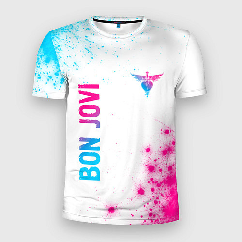 Мужская спорт-футболка Bon Jovi neon gradient style: надпись, символ / 3D-принт – фото 1