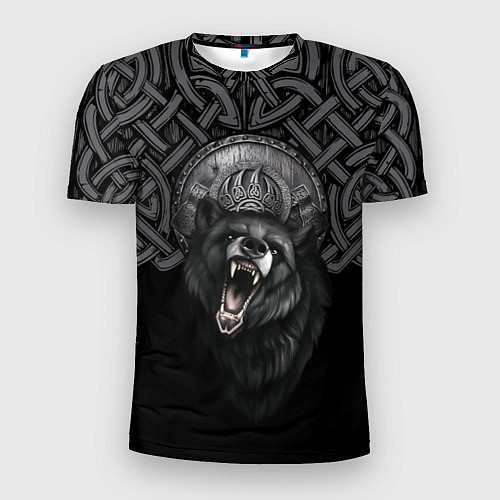 Мужская спорт-футболка Щит Велеса с медведем / 3D-принт – фото 1
