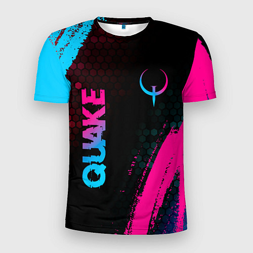 Мужская спорт-футболка Quake - neon gradient: надпись, символ / 3D-принт – фото 1
