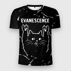 Мужская спорт-футболка Группа Evanescence и рок кот