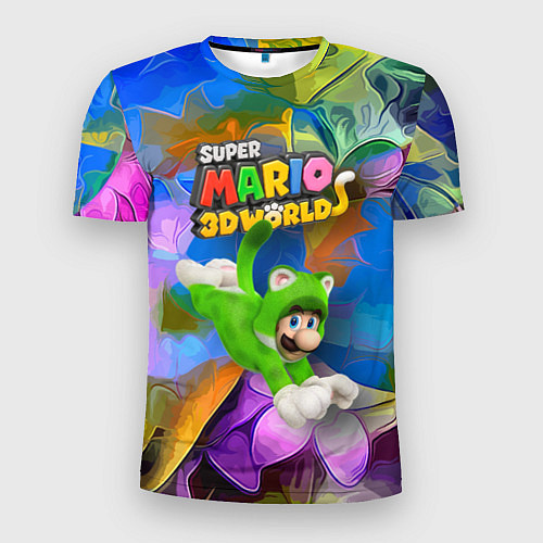 Мужская спорт-футболка Luigi cat - Super Mario 3D World - Nintendo / 3D-принт – фото 1
