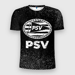 Футболка спортивная мужская PSV с потертостями на темном фоне, цвет: 3D-принт