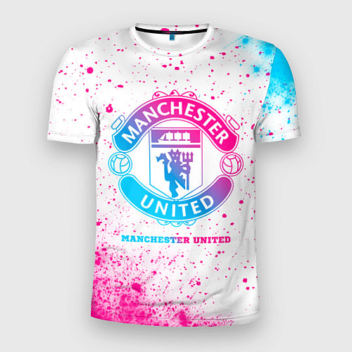 Мужская спорт-футболка Manchester United neon gradient style / 3D-принт – фото 1