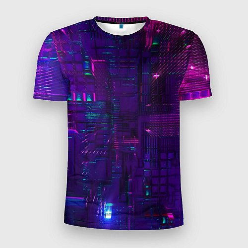 Мужская спорт-футболка Матричная вселенная неон / 3D-принт – фото 1