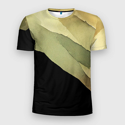 Мужская спорт-футболка Акварельные полосы на черном фоне / 3D-принт – фото 1