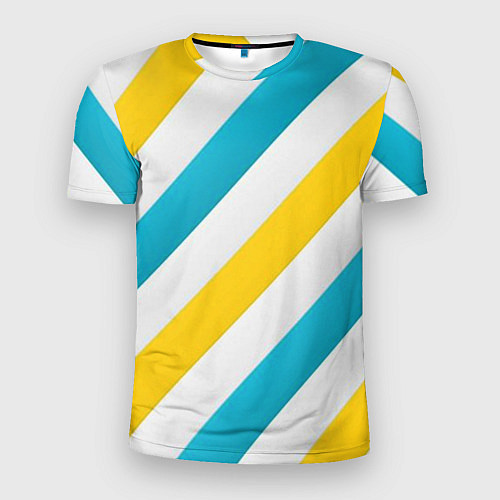 Мужская спорт-футболка Желтые и синие полосы / 3D-принт – фото 1