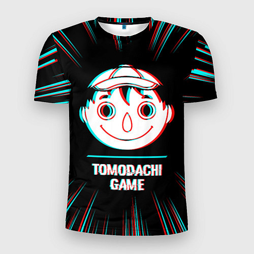 Мужская спорт-футболка Символ Tomodachi Game в стиле glitch на темном фон / 3D-принт – фото 1