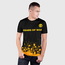 Футболка спортивная мужская Gears of War - gold gradient: символ сверху, цвет: 3D-принт — фото 2