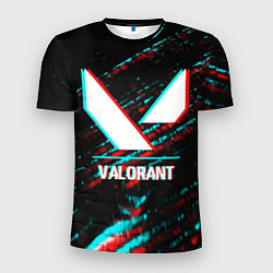 Футболка спортивная мужская Valorant в стиле glitch и баги графики на темном ф, цвет: 3D-принт