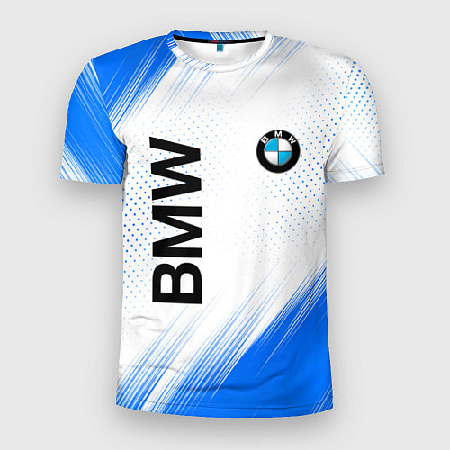 Мужская спорт-футболка Bmw синяя текстура / 3D-принт – фото 1