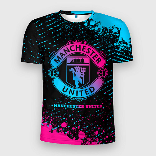 Мужская спорт-футболка Manchester United - neon gradient / 3D-принт – фото 1