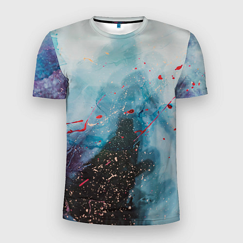Мужская спорт-футболка Голубой абстрактны туман и краски / 3D-принт – фото 1