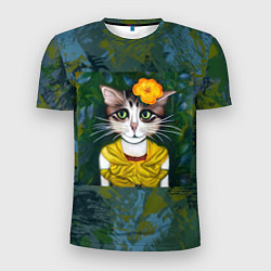 Мужская спорт-футболка Грустная кошка Фриды Кало из нейросети