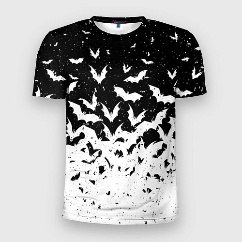 Мужская спорт-футболка Black and white bat pattern / 3D-принт – фото 1