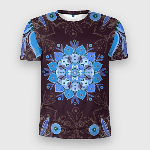 Мужская спорт-футболка Мандала-цветок Голубая снежинка / 3D-принт – фото 1