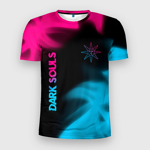 Мужская спорт-футболка Dark Souls - neon gradient: надпись, символ / 3D-принт – фото 1