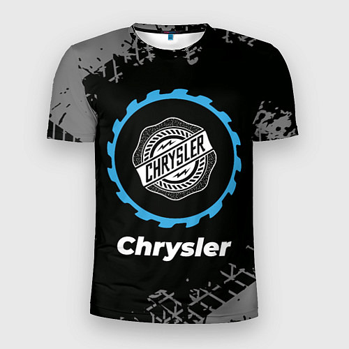 Мужская спорт-футболка Chrysler в стиле Top Gear со следами шин на фоне / 3D-принт – фото 1