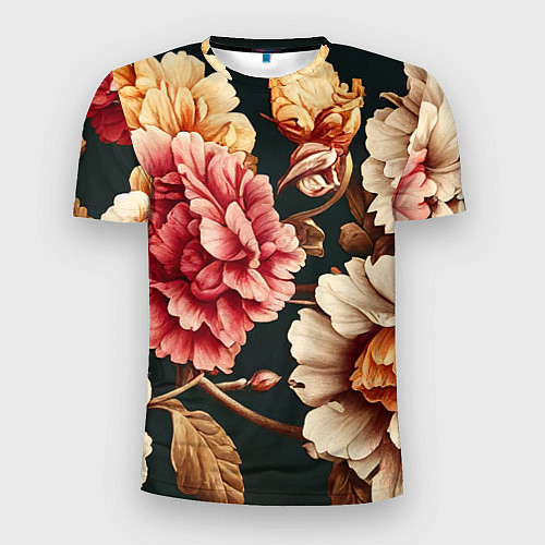 Мужская спорт-футболка Цветы в стиле рококо / 3D-принт – фото 1