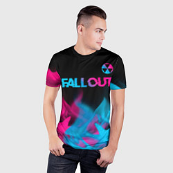 Футболка спортивная мужская Fallout - neon gradient: символ сверху, цвет: 3D-принт — фото 2