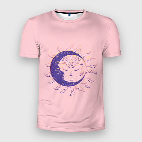 Мужская спорт-футболка Спящие солнце и месяц в стиле модерн / 3D-принт – фото 1