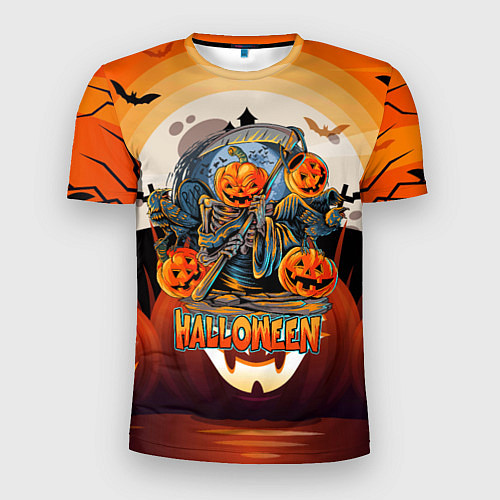 Мужская спорт-футболка Хэллоуин - тыквы / 3D-принт – фото 1