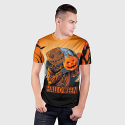 Футболка спортивная мужская Хэллоуин убийца с тыквой, цвет: 3D-принт — фото 2