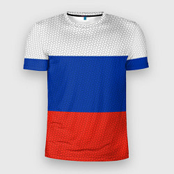 Мужская спорт-футболка Триколор - флаг России плетёный