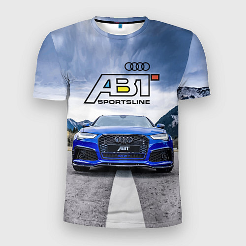 Мужская спорт-футболка Audi ABT - sportsline на трассе / 3D-принт – фото 1