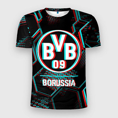 Мужская спорт-футболка Borussia FC в стиле glitch на темном фоне / 3D-принт – фото 1