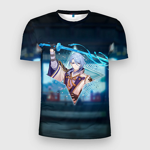 Мужская спорт-футболка Аято Камисато в примогеме / 3D-принт – фото 1