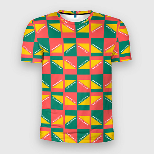 Мужская спорт-футболка Геометрический цветной узор / 3D-принт – фото 1
