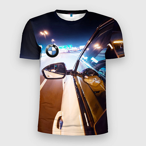 Мужская спорт-футболка Бэха мчится по ночному городу / 3D-принт – фото 1