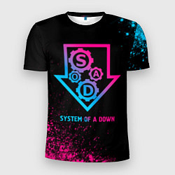 Мужская спорт-футболка System of a Down - neon gradient