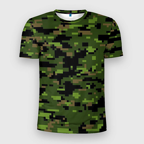 Мужская спорт-футболка Камуфляж лесной пиксель / 3D-принт – фото 1