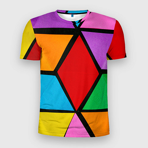 Мужская спорт-футболка Множество разноцветных ромбов / 3D-принт – фото 1