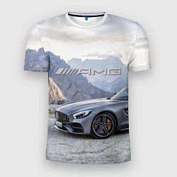 Мужская спорт-футболка Mercedes AMG V8 Biturbo cabriolet - mountains